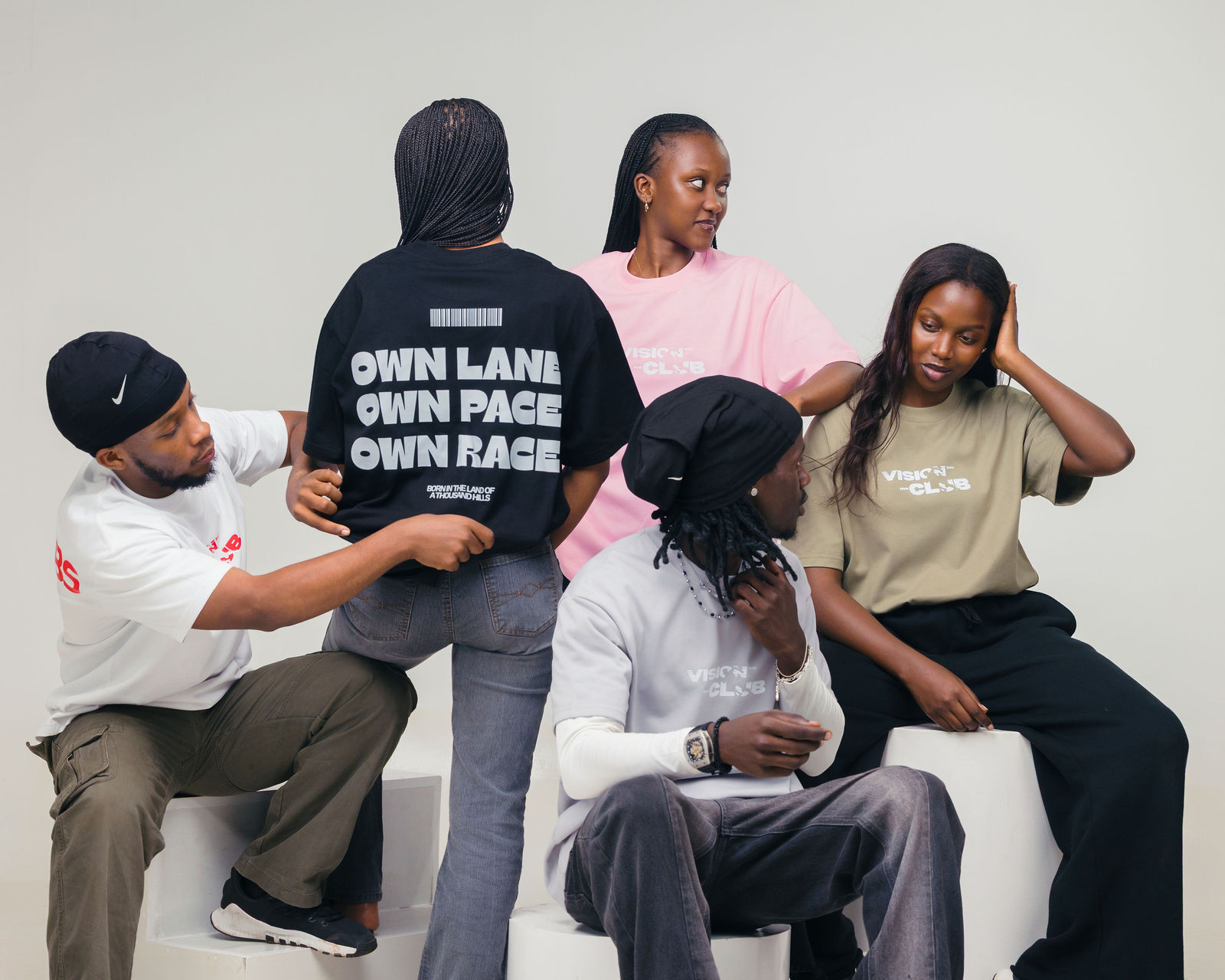 The Full Vision Run Club Crew in all 5 T-Shirt Colorways